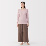 婦人　あったか綿　厚手　Ｕネック八分袖Ｔシャツ