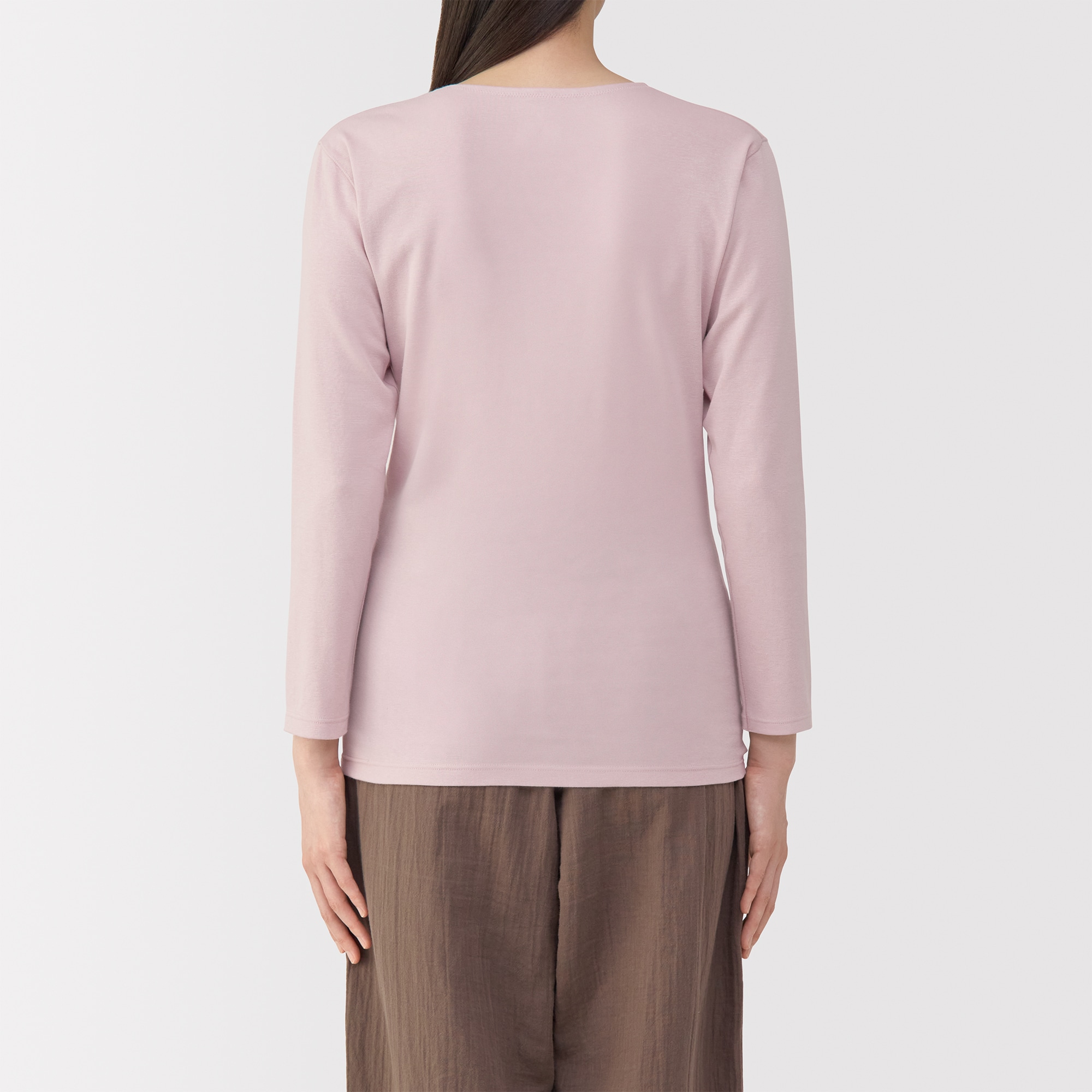 婦人　あったか綿　厚手　Ｕネック八分袖Ｔシャツ