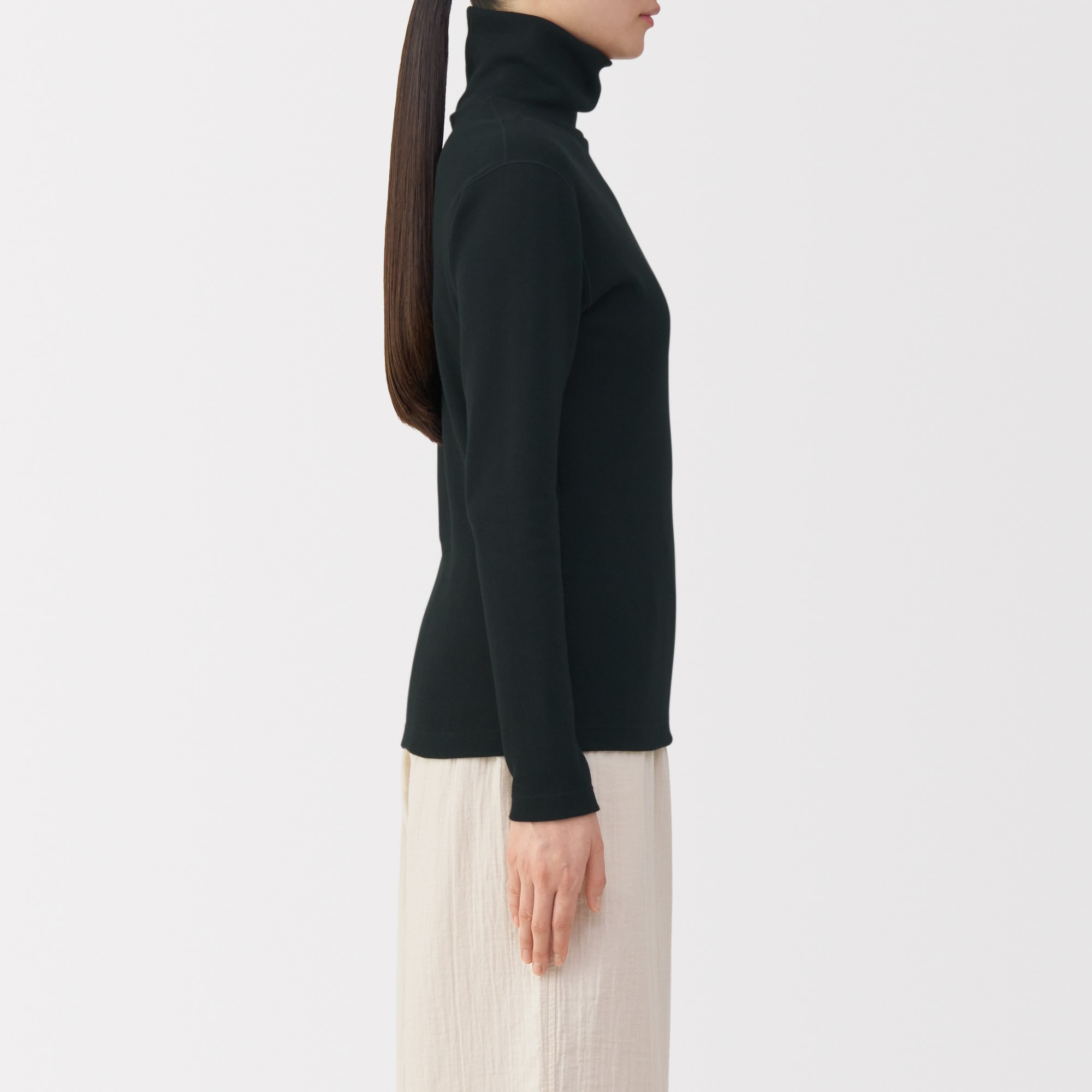 婦人　あったか綿　ウールタートルネック長袖Ｔシャツ