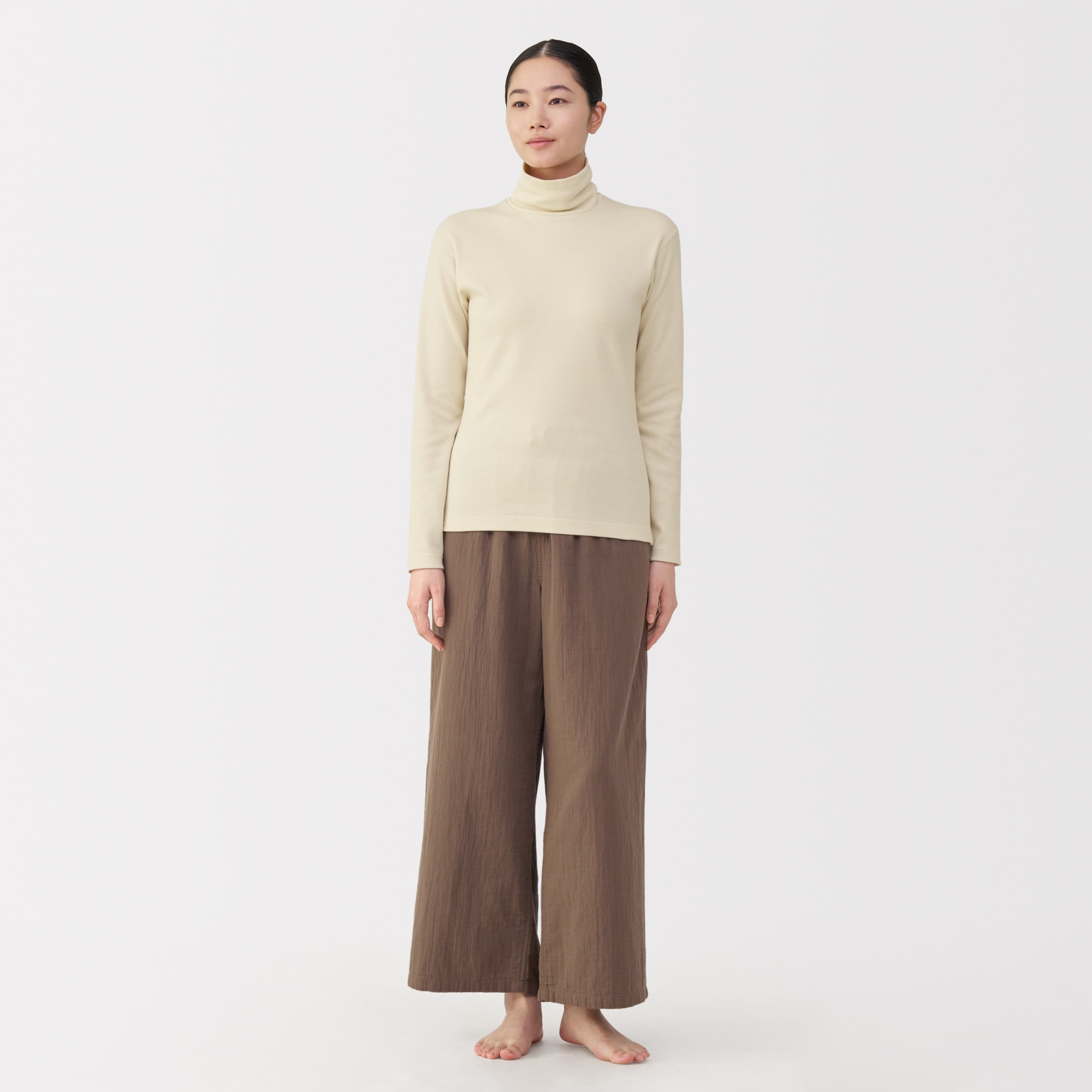 婦人　あったか綿　ウールタートルネック長袖Ｔシャツ