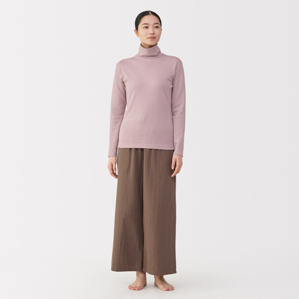 婦人　あったか綿　ウールタートルネック長袖Ｔシャツ