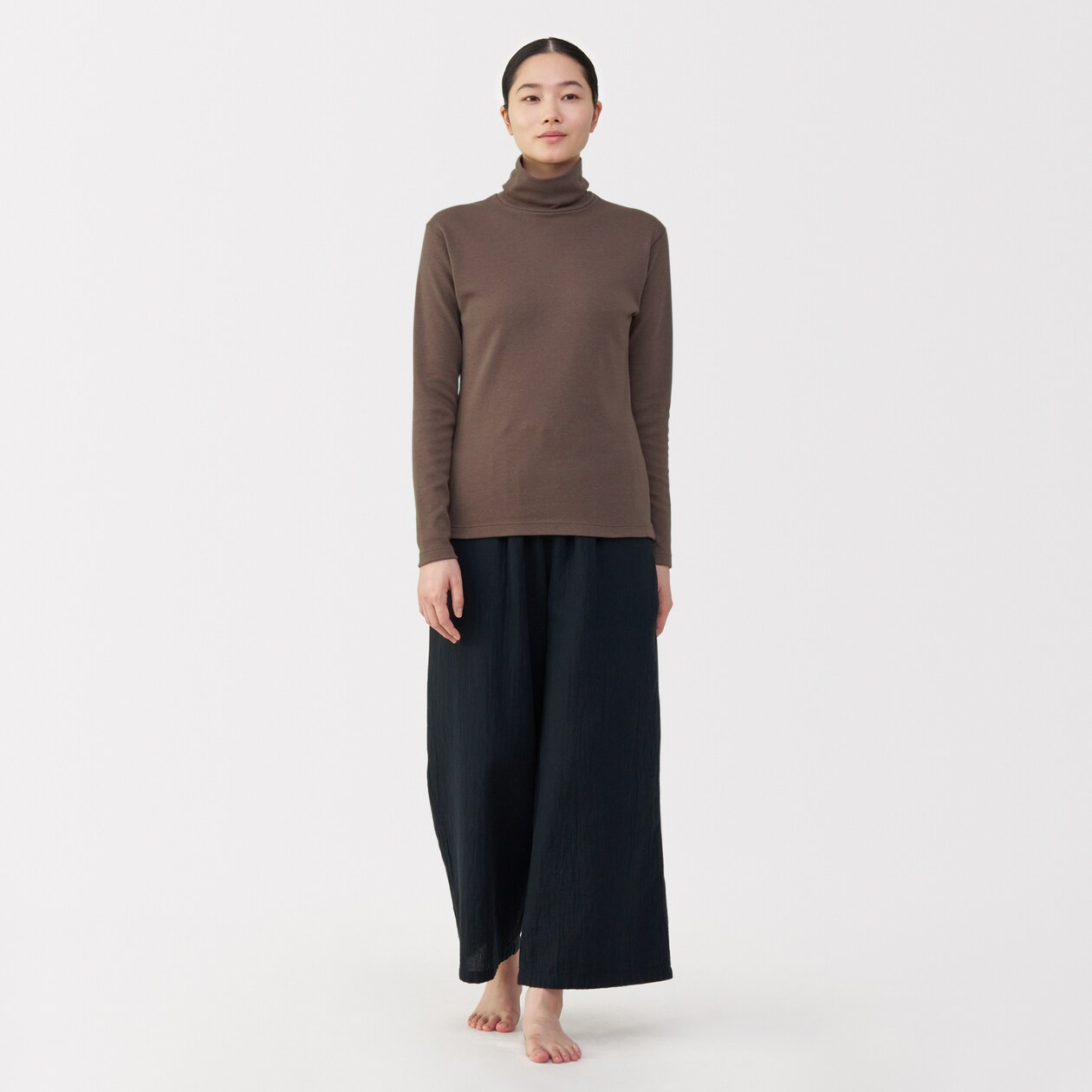 婦人　あったか綿　ウールタートルネック長袖Ｔシャツ