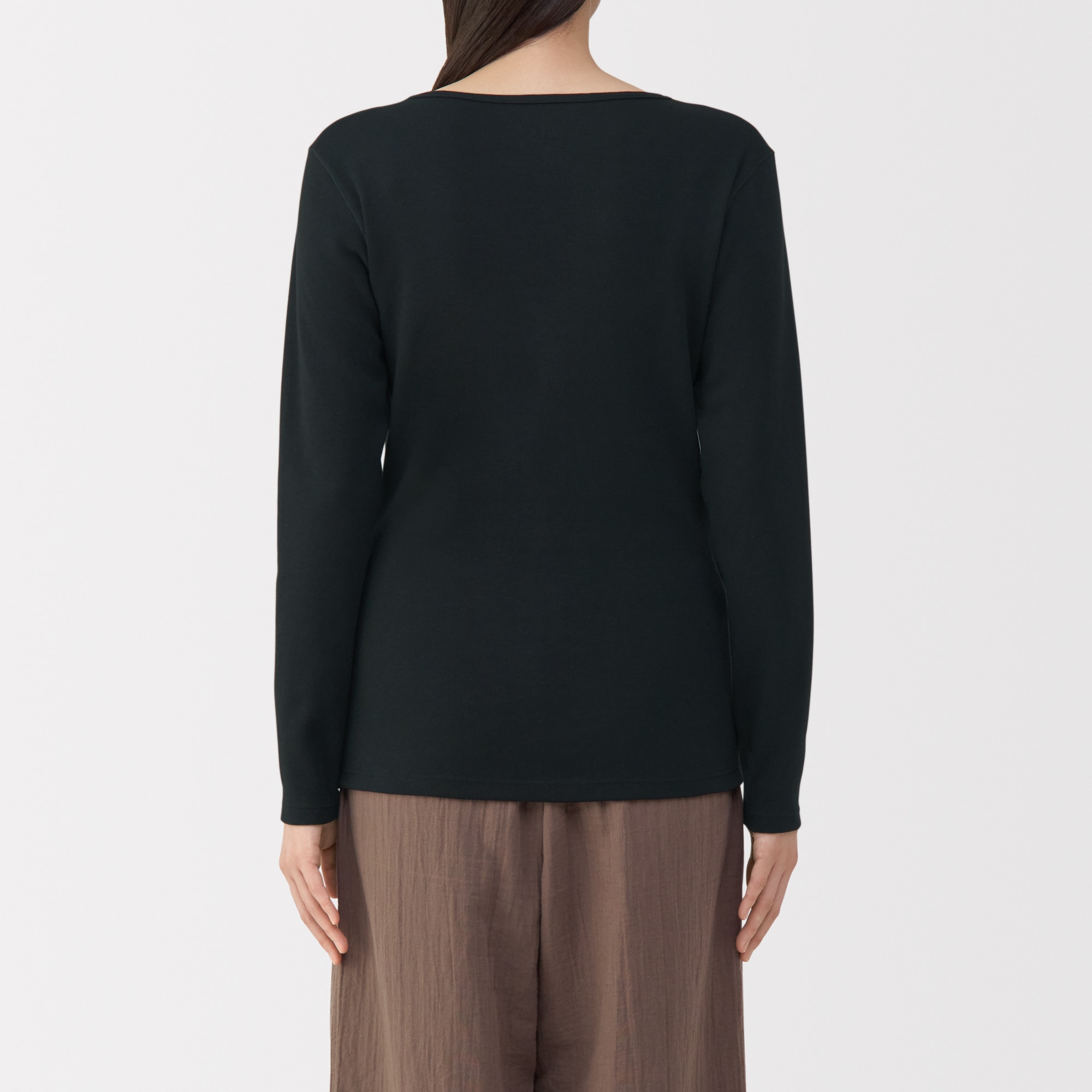 婦人　あったか綿　ウールクルーネック長袖Ｔシャツ