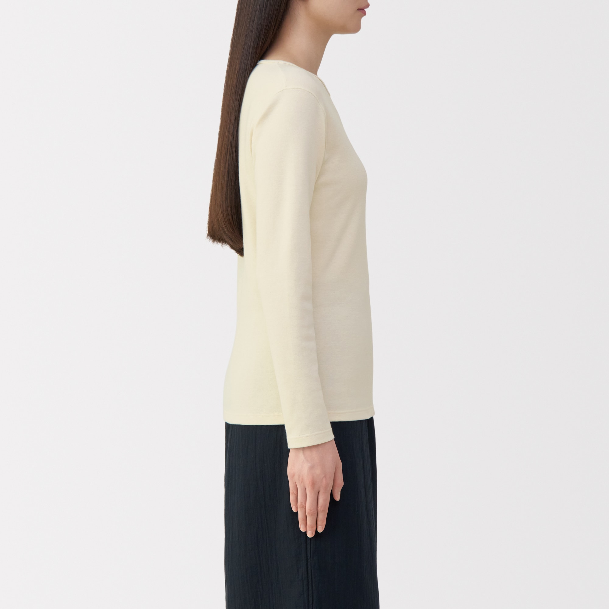 婦人　あったか綿　ウールクルーネック長袖Ｔシャツ