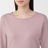 婦人　あったか綿　ウールクルーネック長袖Ｔシャツ