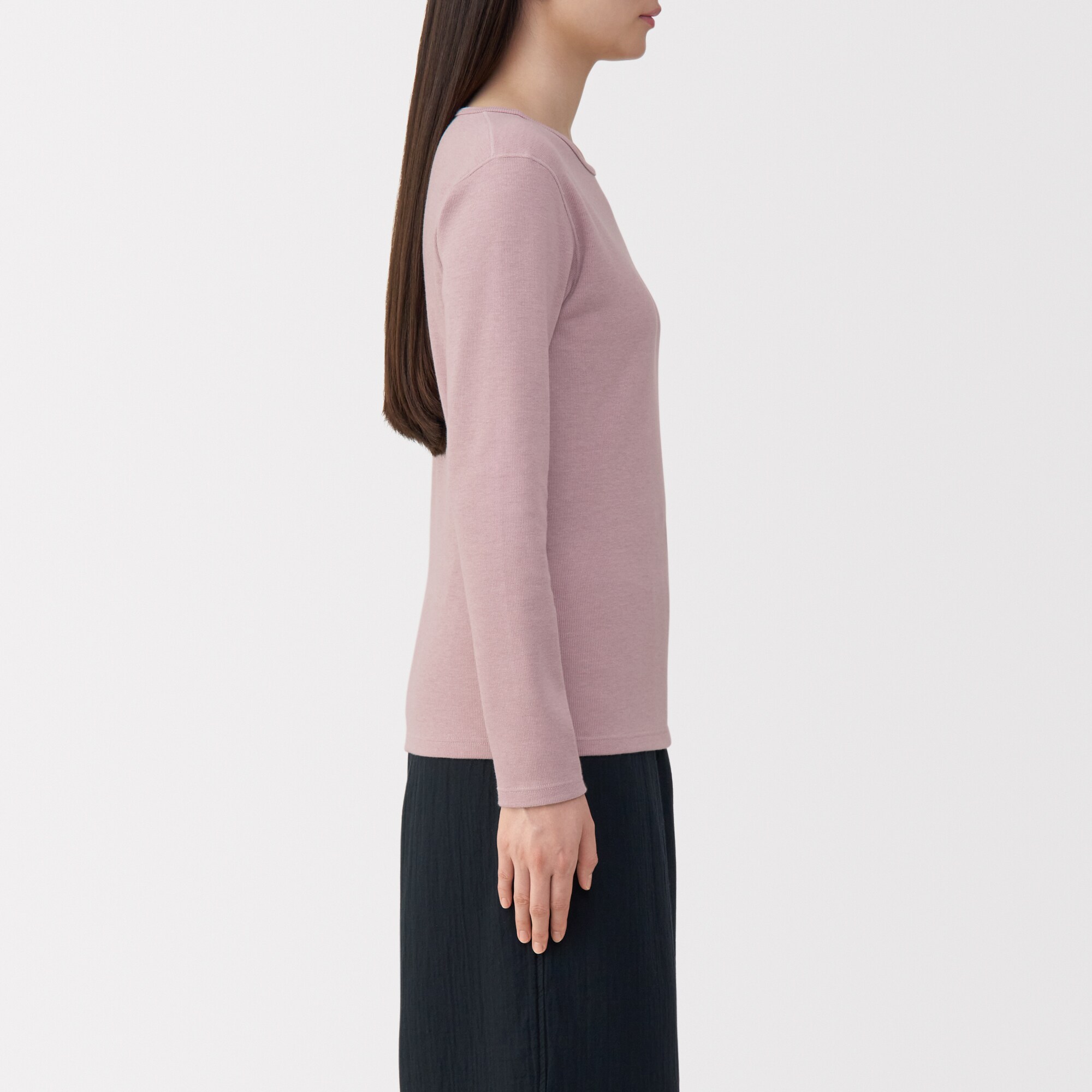 婦人　あったか綿　ウールクルーネック長袖Ｔシャツ