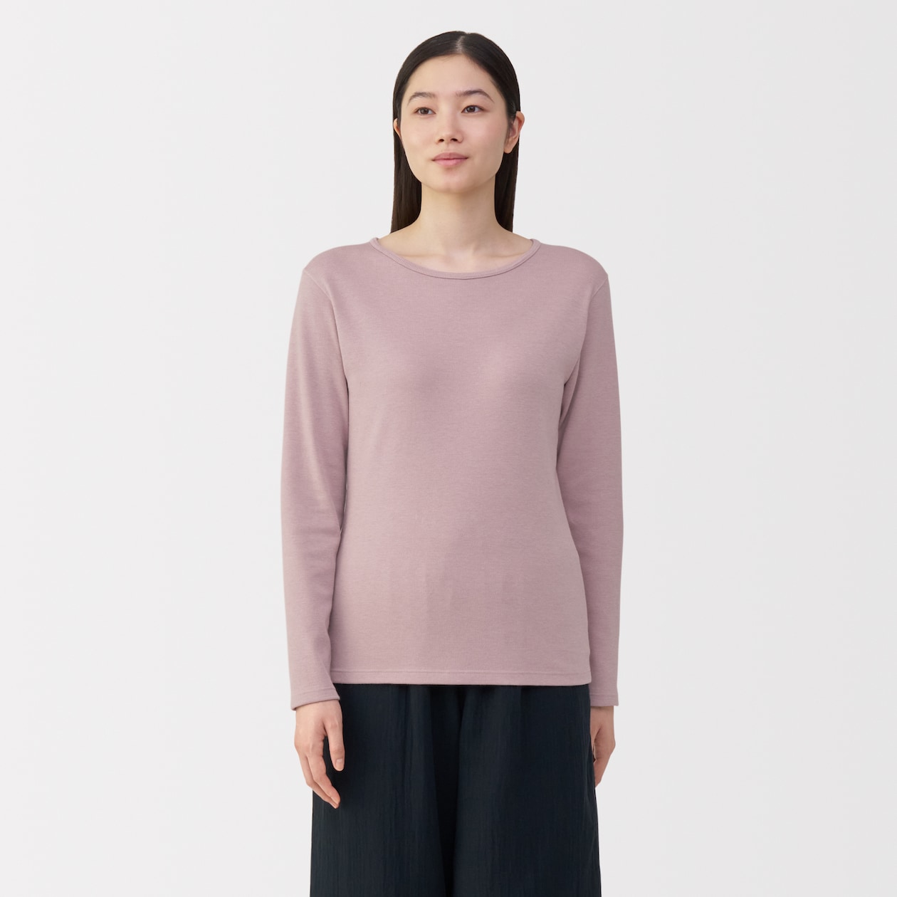 婦人　あったか綿　ウールクルーネック長袖Ｔシャツ