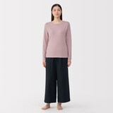 婦人　あったか綿　ウールクルーネック長袖Ｔシャツ