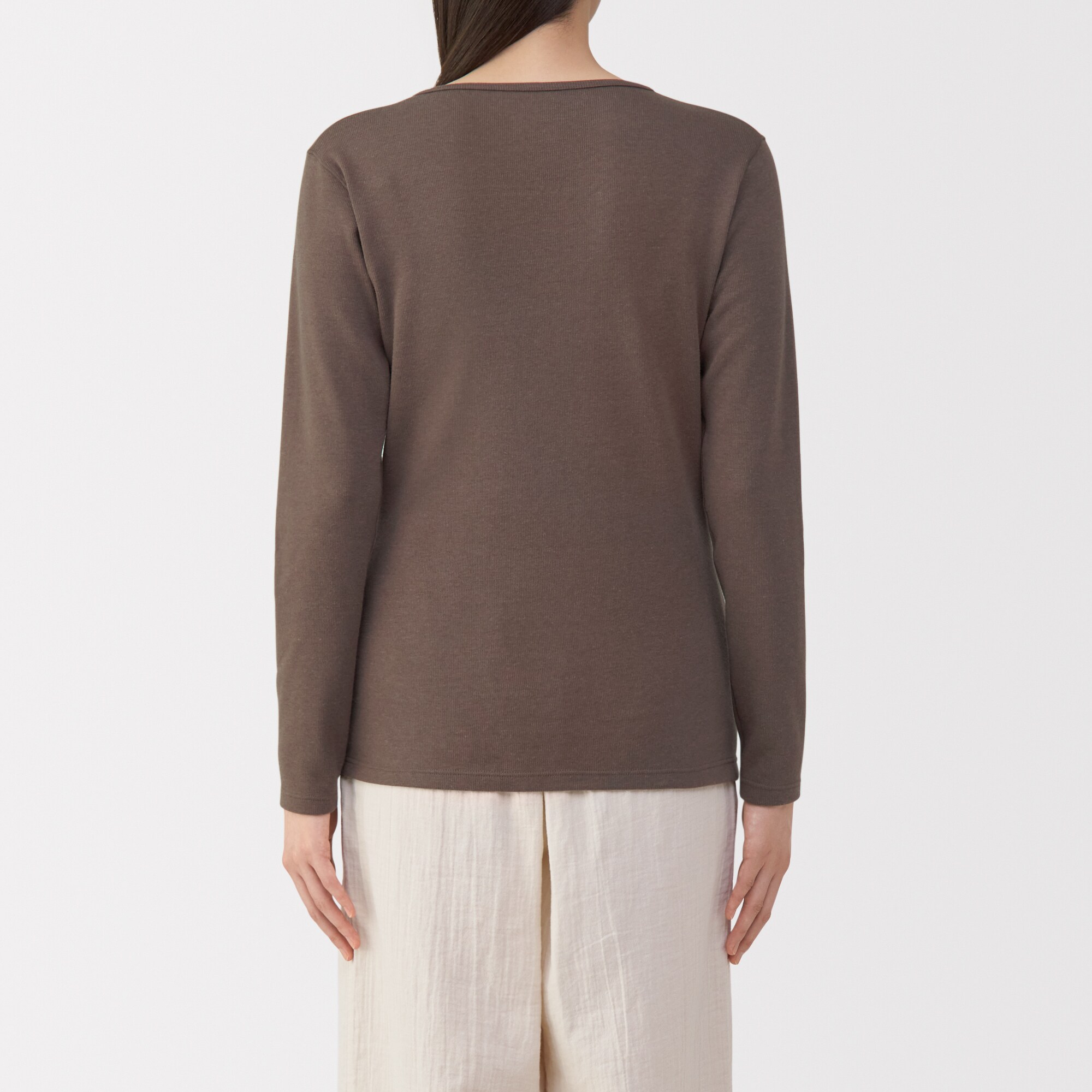 婦人　あったか綿　ウールクルーネック長袖Ｔシャツ