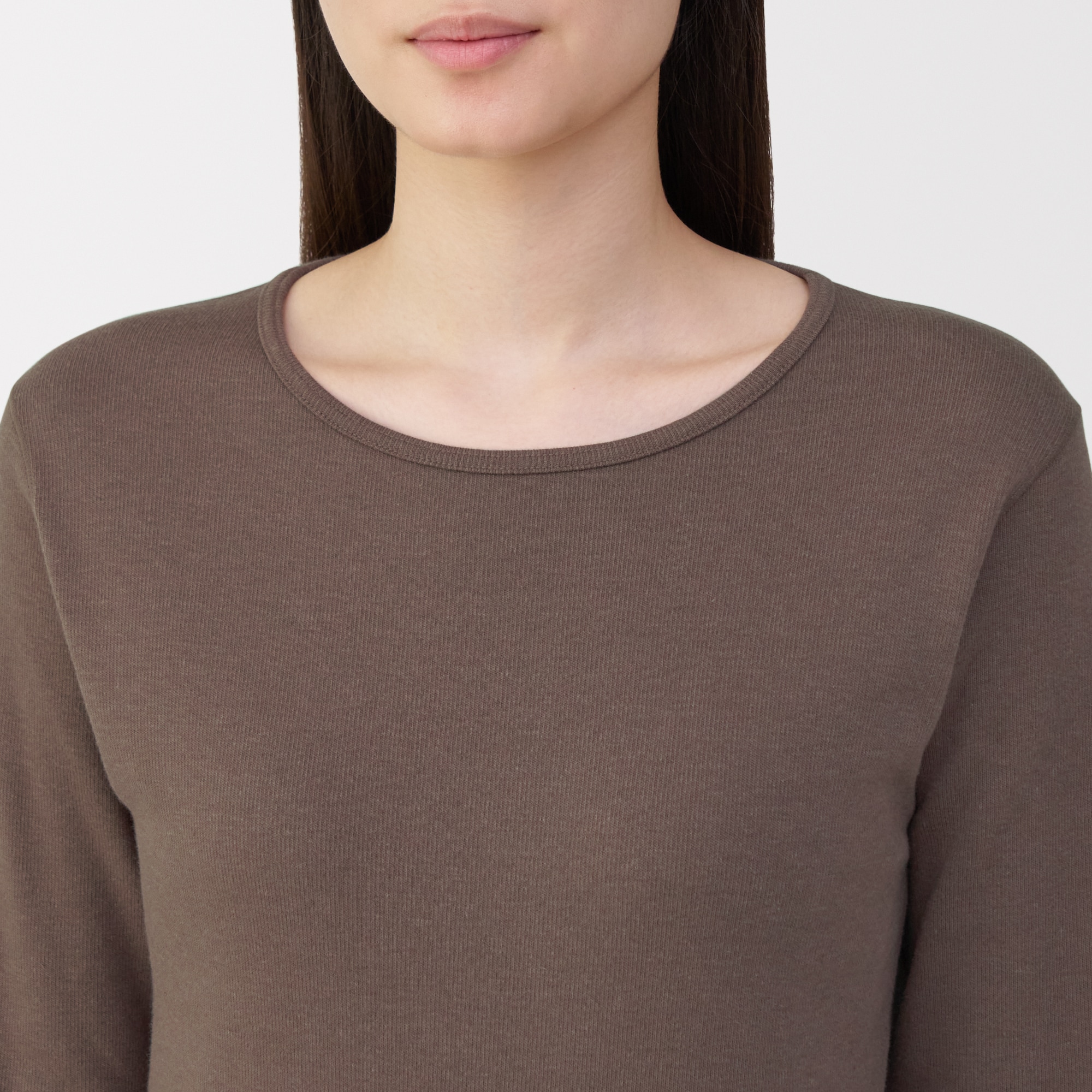 婦人　あったか綿　ウールクルーネック長袖Ｔシャツ