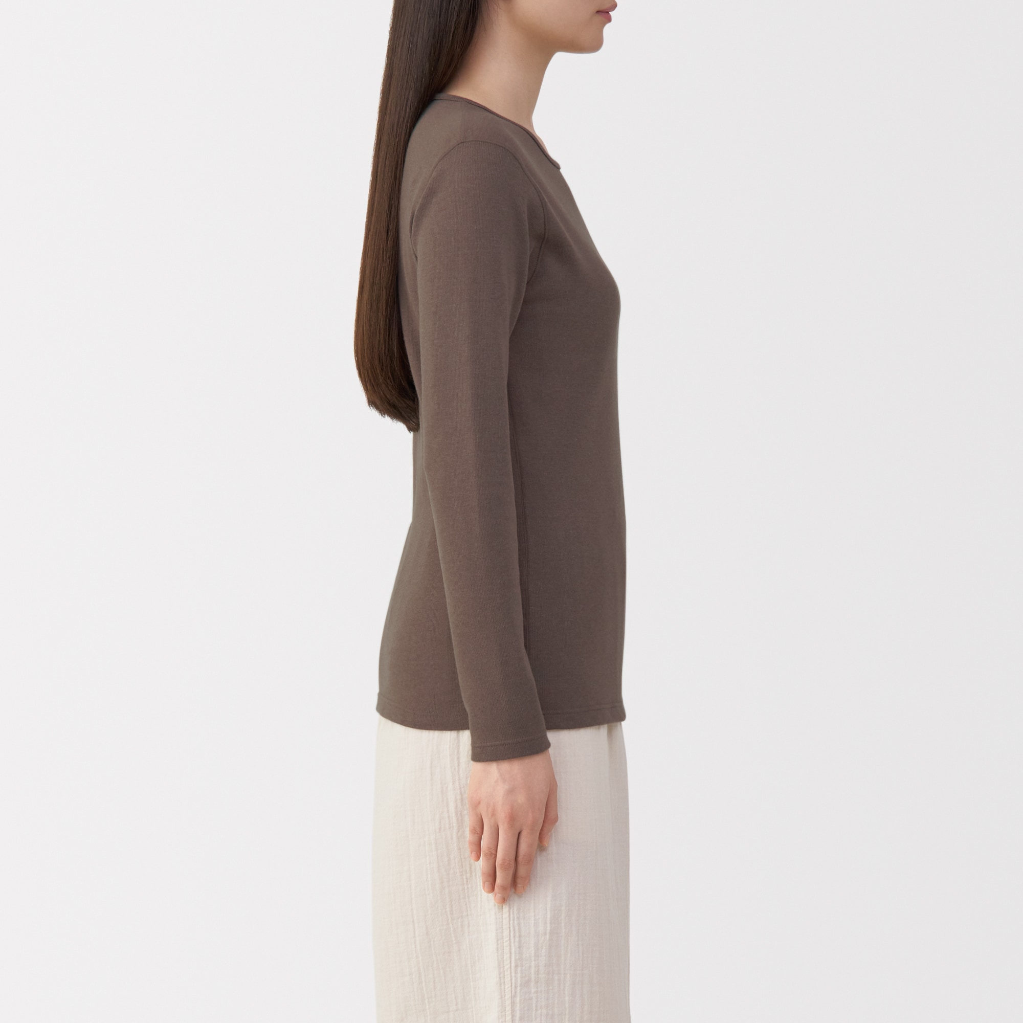 婦人　あったか綿　ウールクルーネック長袖Ｔシャツ