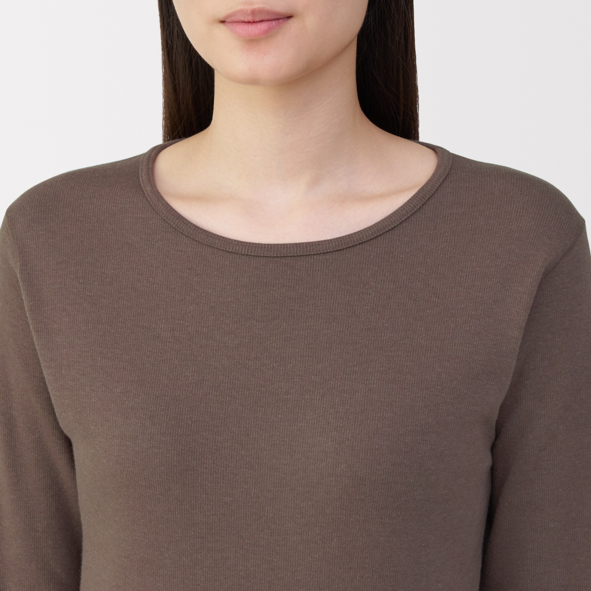 婦人　あったか綿　ウールクルーネック長袖Ｔシャツ