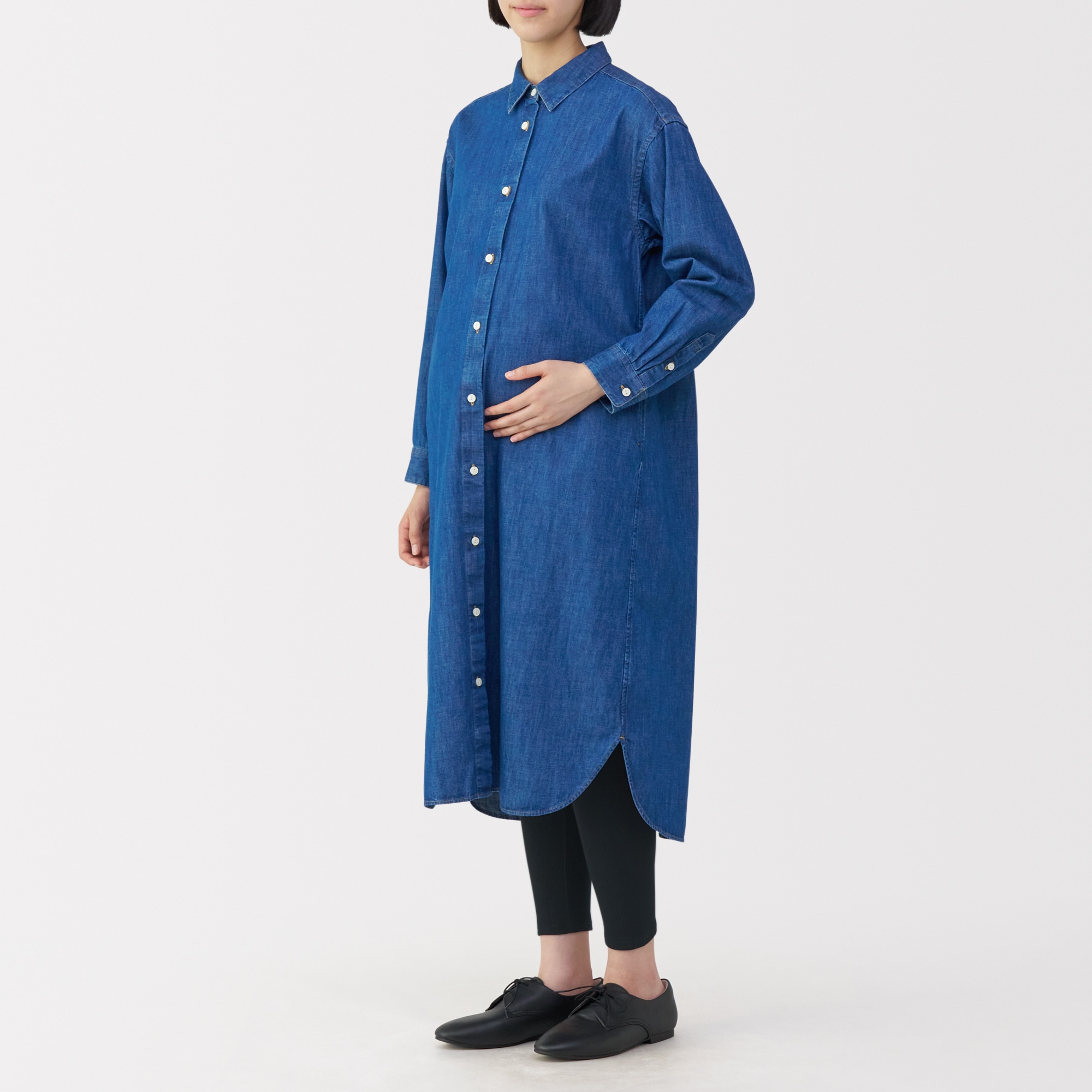 婦人　ストレッチリブ編み　腹巻つきレギンス（十分丈／マタニティ）