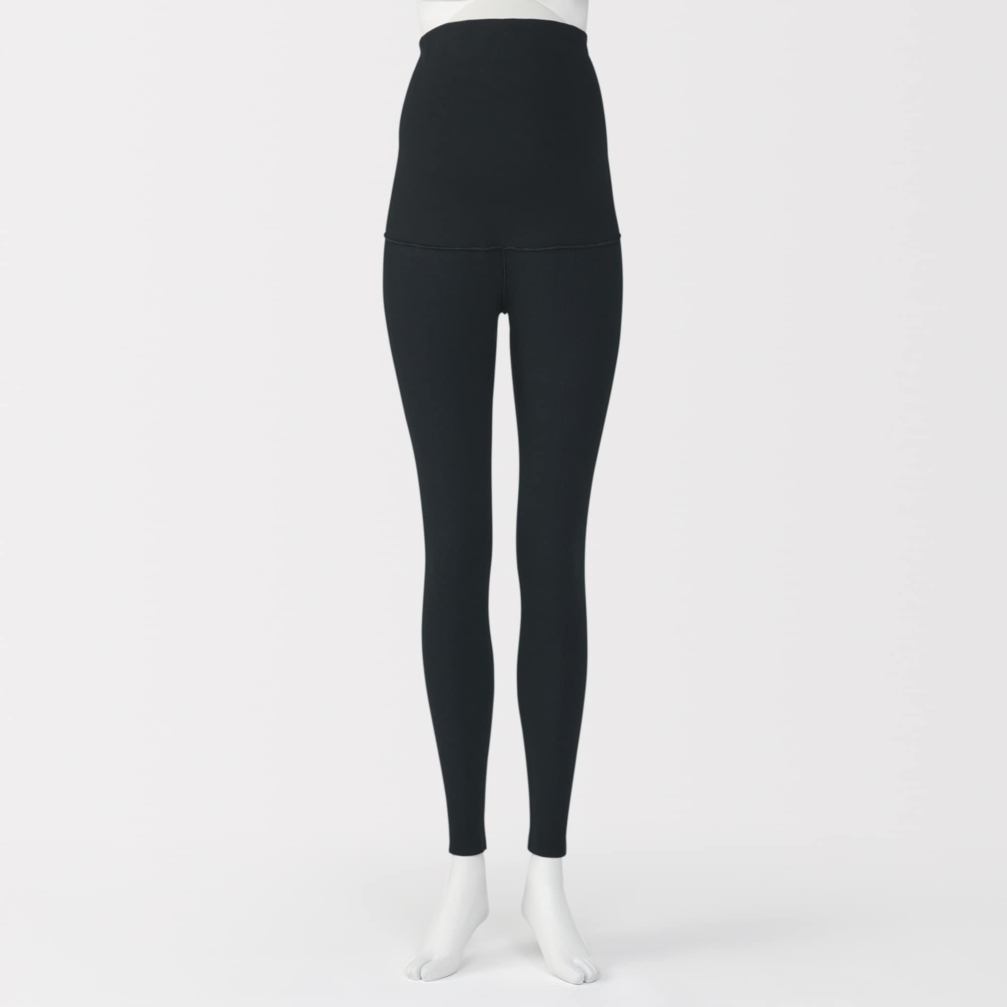 婦人　ストレッチリブ編み　腹巻つきレギンス（十分丈／マタニティ）