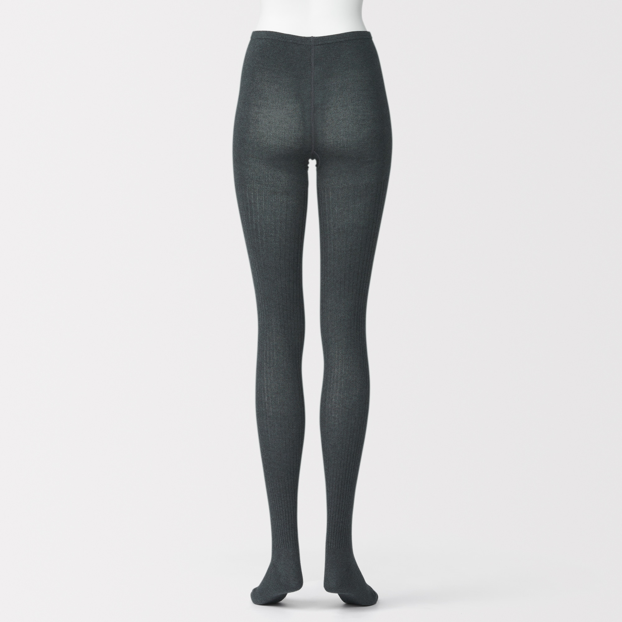 婦人　足なり直角　かかとに合う　リブ編みタイツ