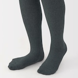 婦人　足なり直角　かかとに合う　リブ編みタイツ