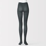 婦人　足なり直角　かかとに合う　リブ編みタイツ