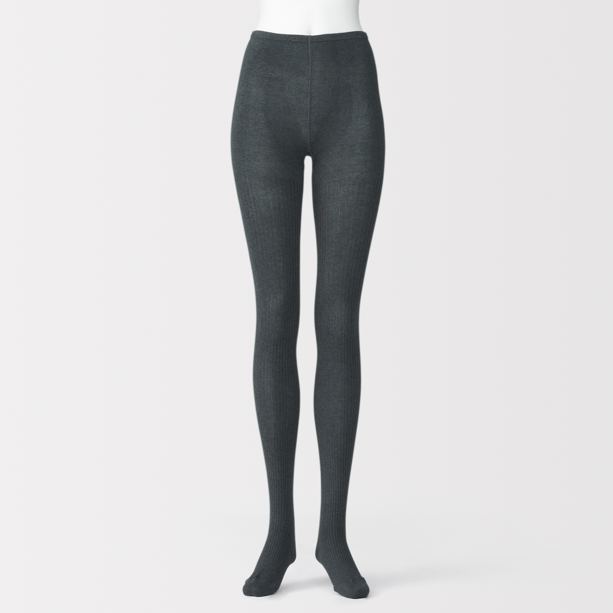 婦人　足なり直角　かかとに合う　リブ編みタイツ