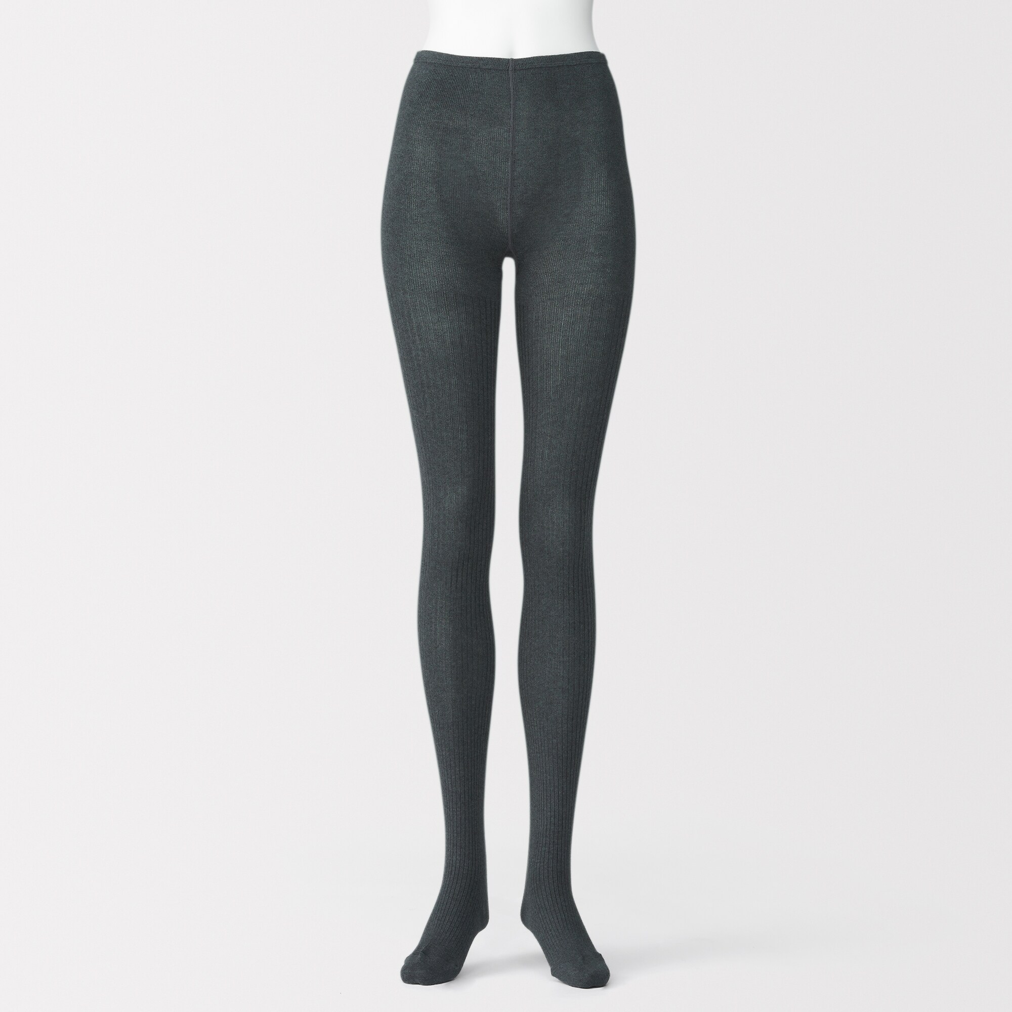 婦人　足なり直角　かかとに合う　リブ編みタイツ