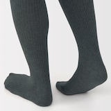 婦人　足なり直角　かかとに合う　リブ編みタイツ