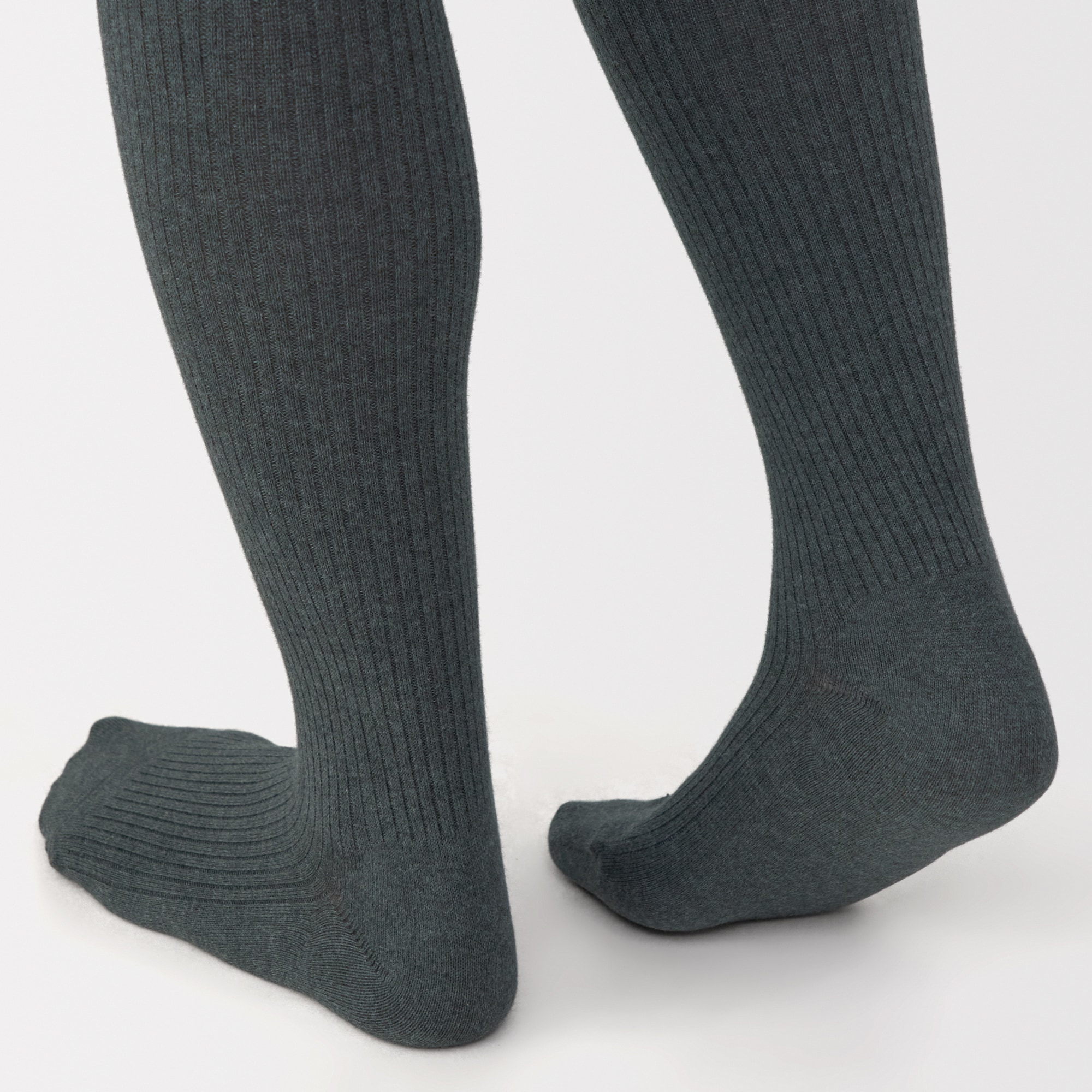 婦人　足なり直角　かかとに合う　リブ編みタイツ