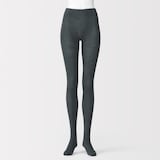 婦人　足なり直角　かかとに合う　リブ編みタイツ