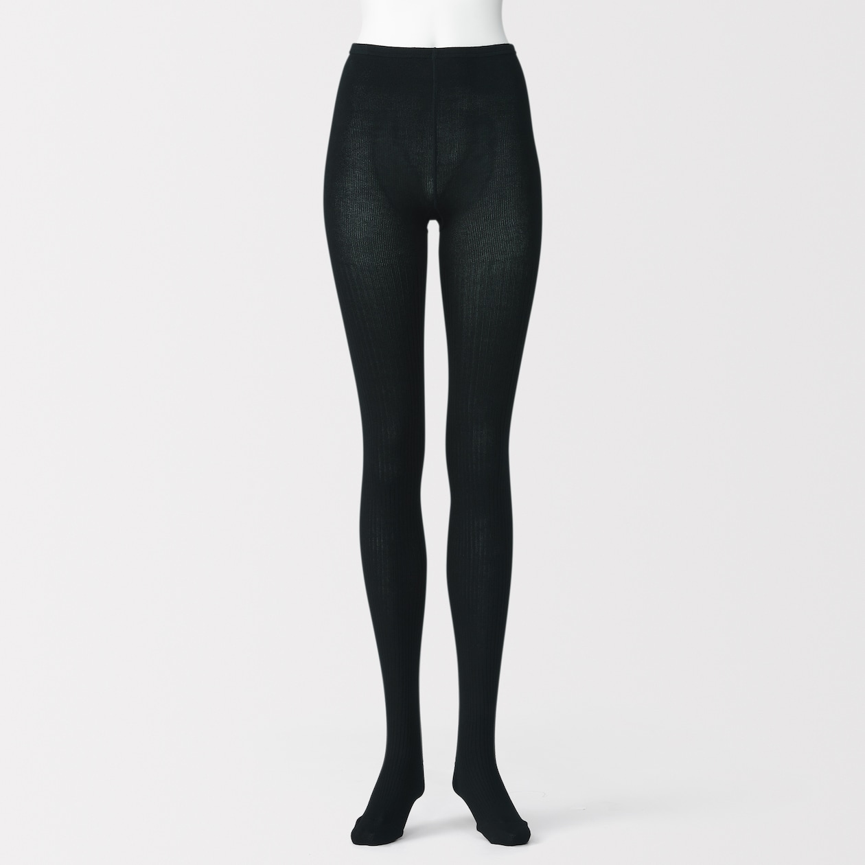 婦人　足なり直角　かかとに合う　リブ編みタイツ