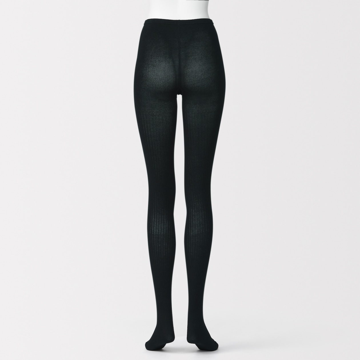 婦人　足なり直角　かかとに合う　リブ編みタイツ