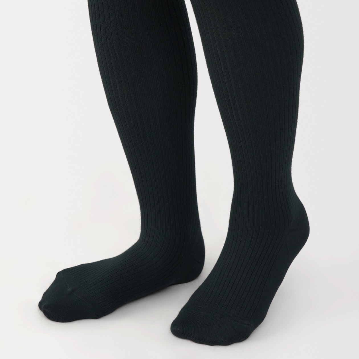 婦人　足なり直角　かかとに合う　リブ編みタイツ