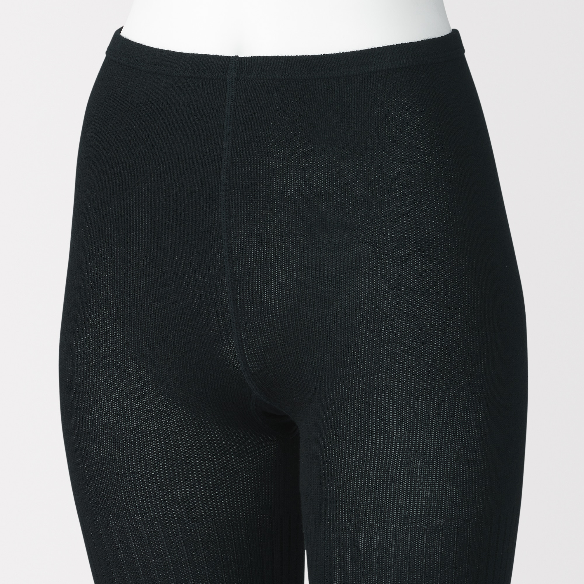 婦人　足なり直角　かかとに合う　リブ編みタイツ