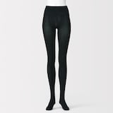 婦人　足なり直角　かかとに合う　リブ編みタイツ