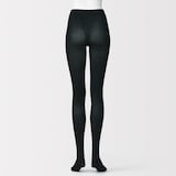 婦人　足なり直角　かかとに合う　リブ編みタイツ