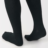 婦人　足なり直角　かかとに合う　リブ編みタイツ