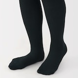 婦人　足なり直角　かかとに合う　リブ編みタイツ