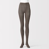 婦人　足なり直角　かかとに合う　リブ編みタイツ