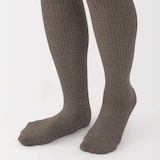 婦人　足なり直角　かかとに合う　リブ編みタイツ