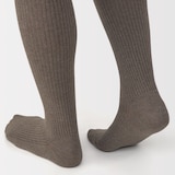 婦人　足なり直角　かかとに合う　リブ編みタイツ