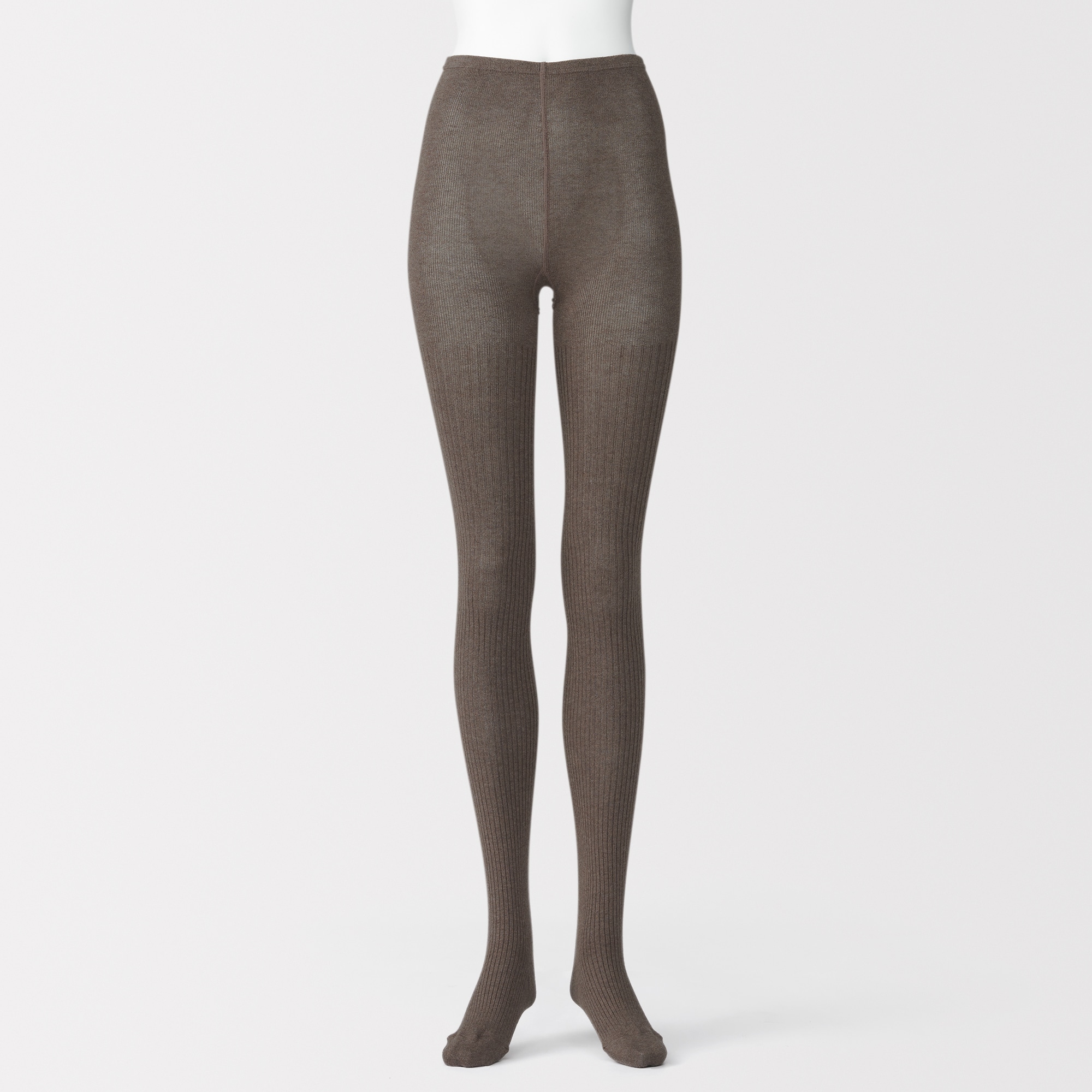 婦人　足なり直角　かかとに合う　リブ編みタイツ