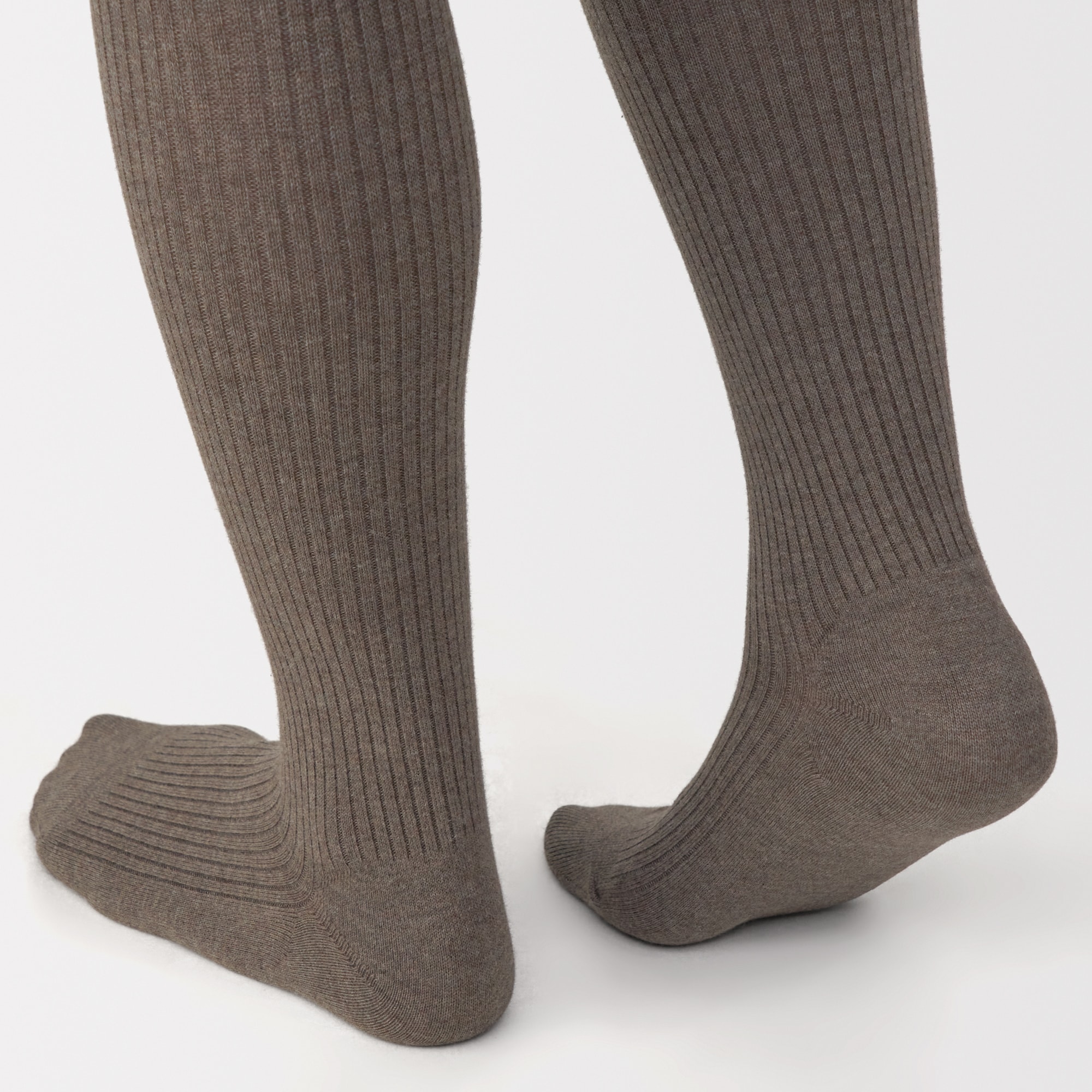婦人　足なり直角　かかとに合う　リブ編みタイツ