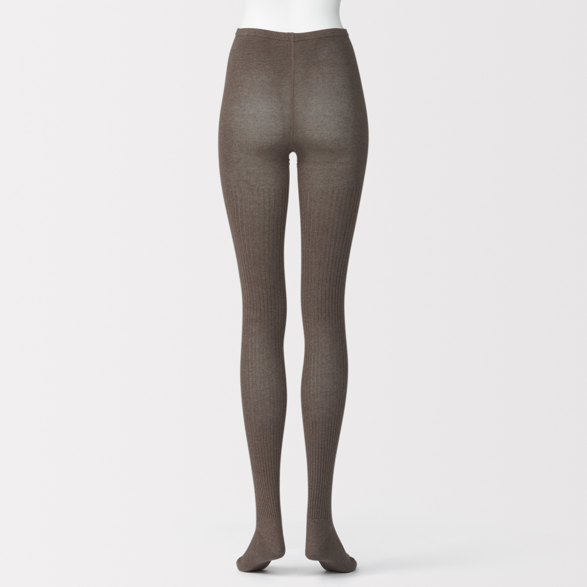 婦人　足なり直角　かかとに合う　リブ編みタイツ