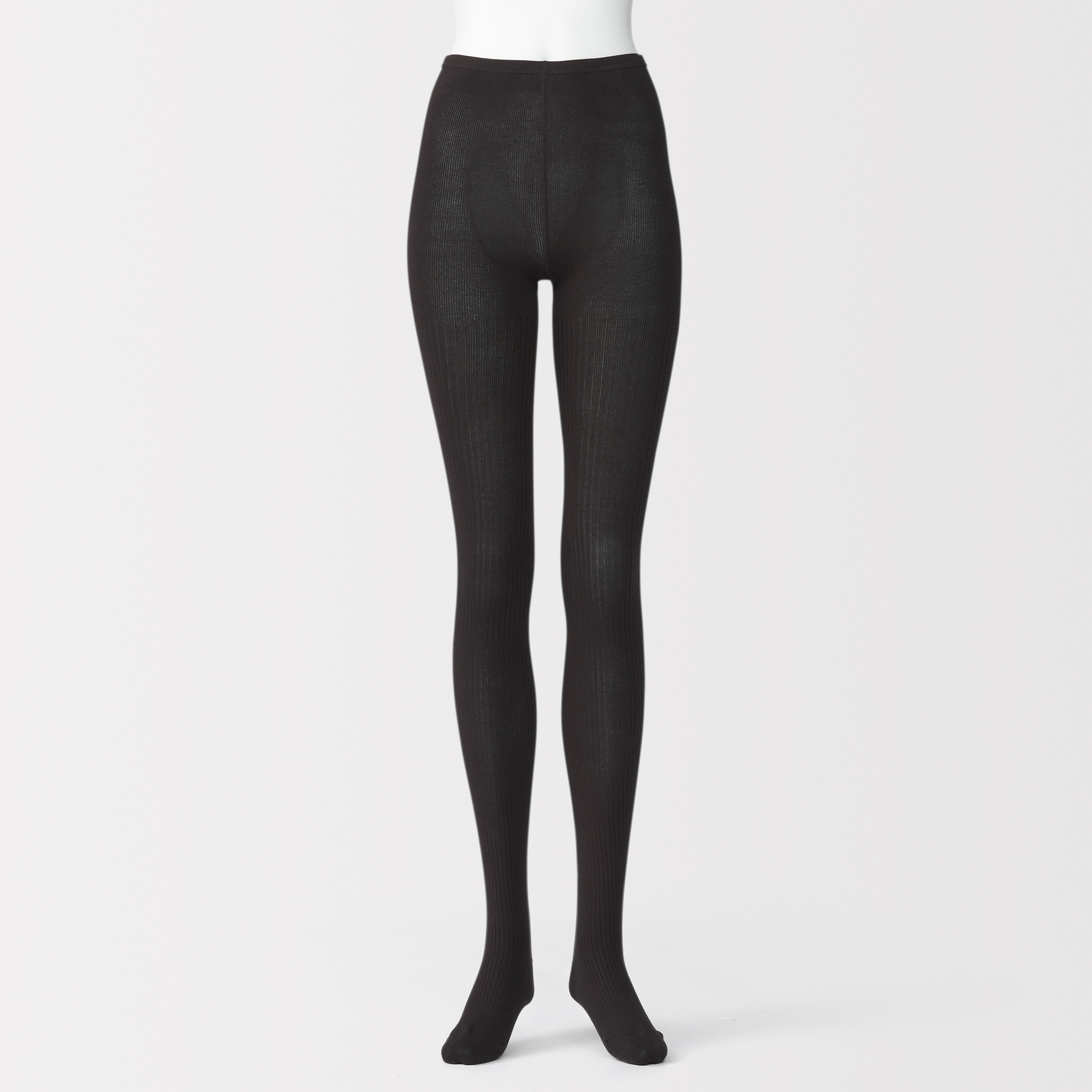 婦人　足なり直角　かかとに合う　リブ編みタイツ