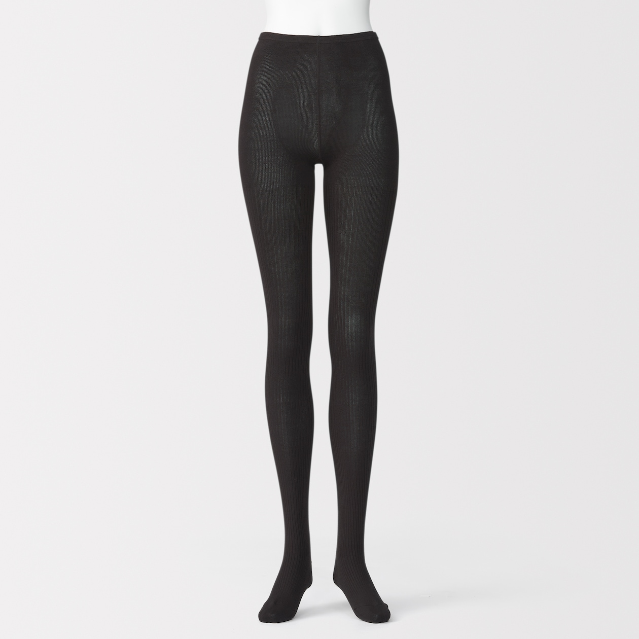 婦人　足なり直角　かかとに合う　リブ編みタイツ