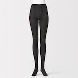 婦人　足なり直角　かかとに合う　リブ編みタイツ