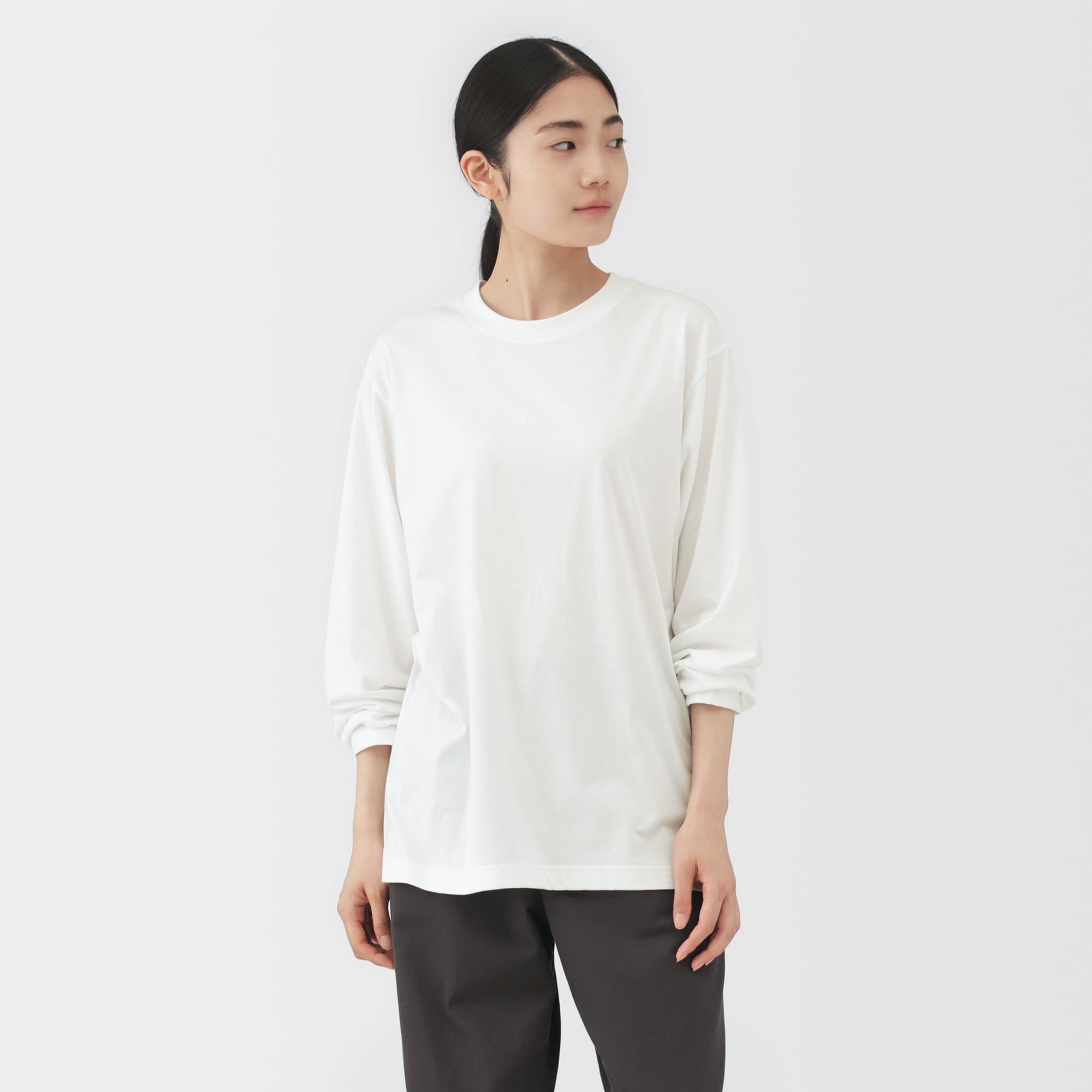 紳士　天竺編みクルーネック長袖Ｔシャツ