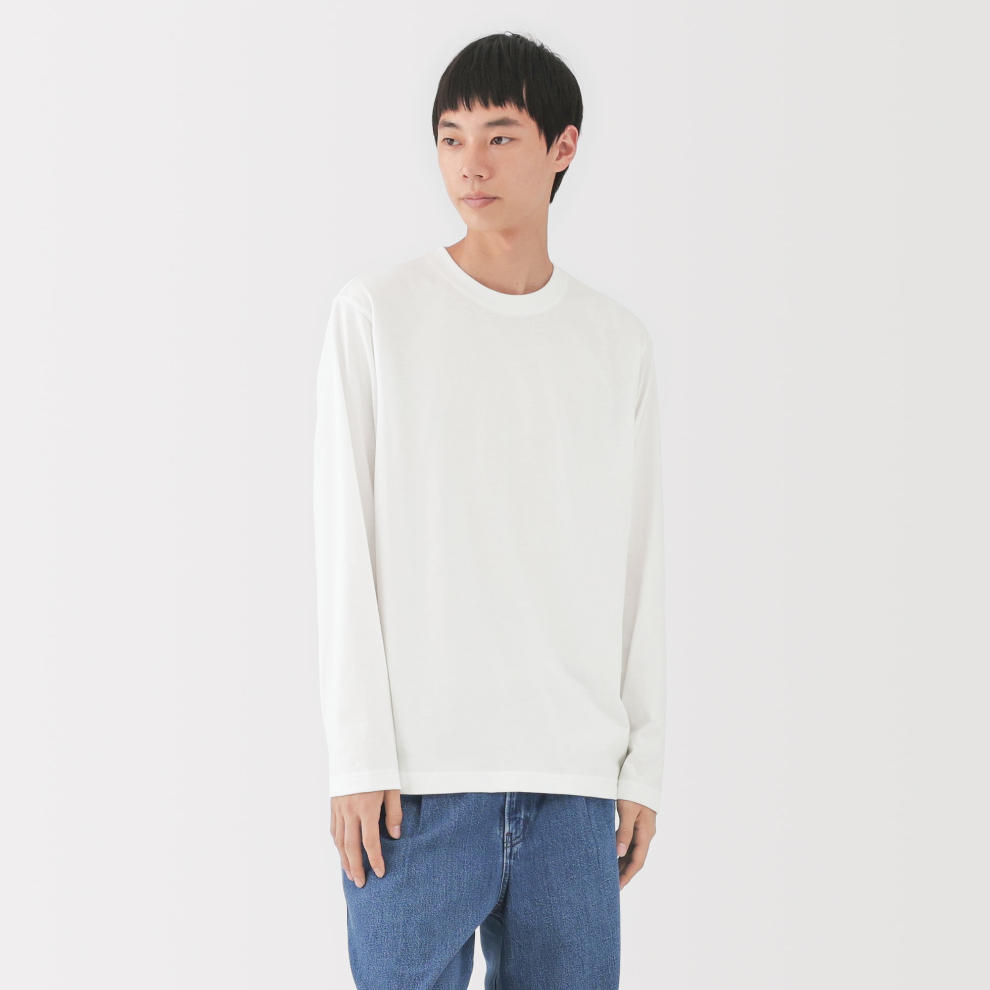 紳士　天竺編みクルーネック長袖Ｔシャツ