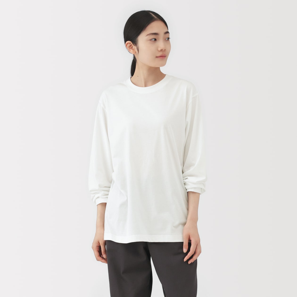 紳士　天竺編みクルーネック長袖Ｔシャツ