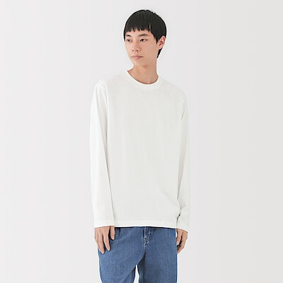 紳士　天竺編みクルーネック長袖Ｔシャツ