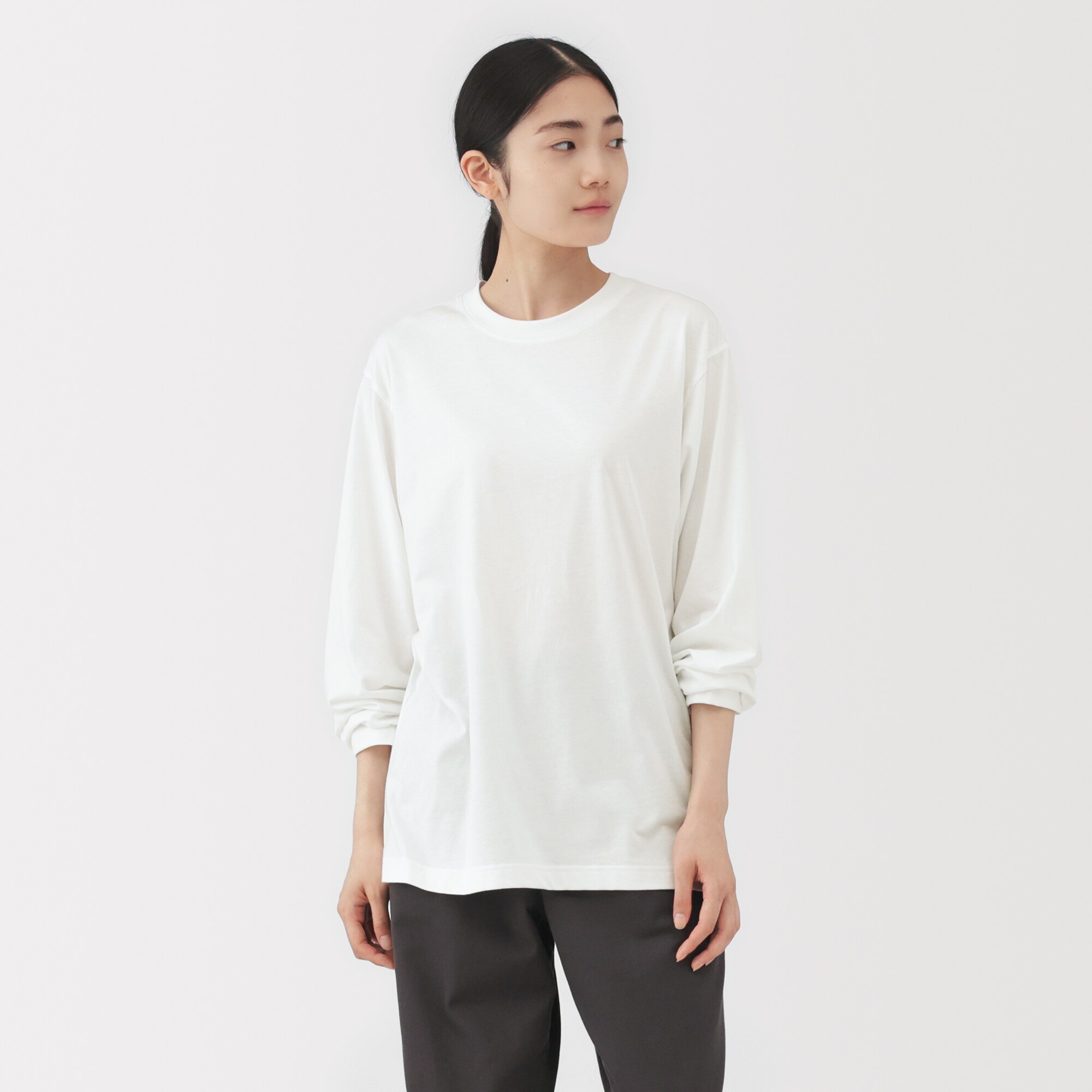 紳士　天竺編みクルーネック長袖Ｔシャツ