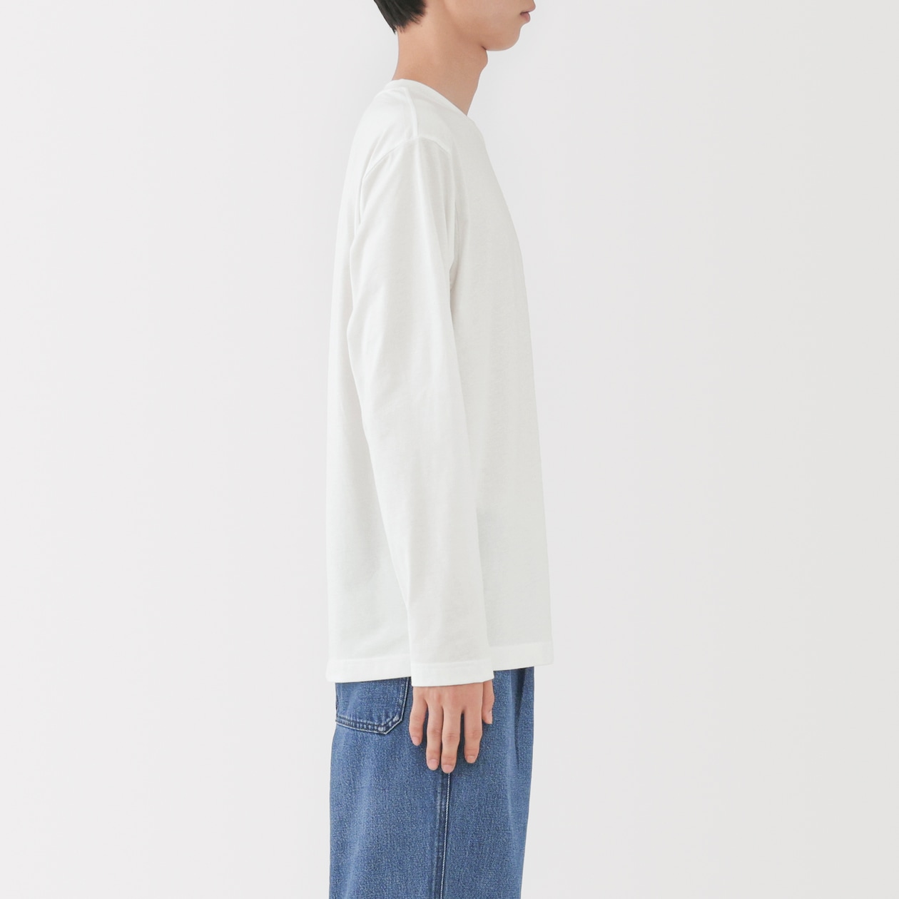 紳士　天竺編みクルーネック長袖Ｔシャツ