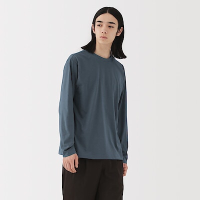 紳士　天竺編みクルーネック長袖Ｔシャツ